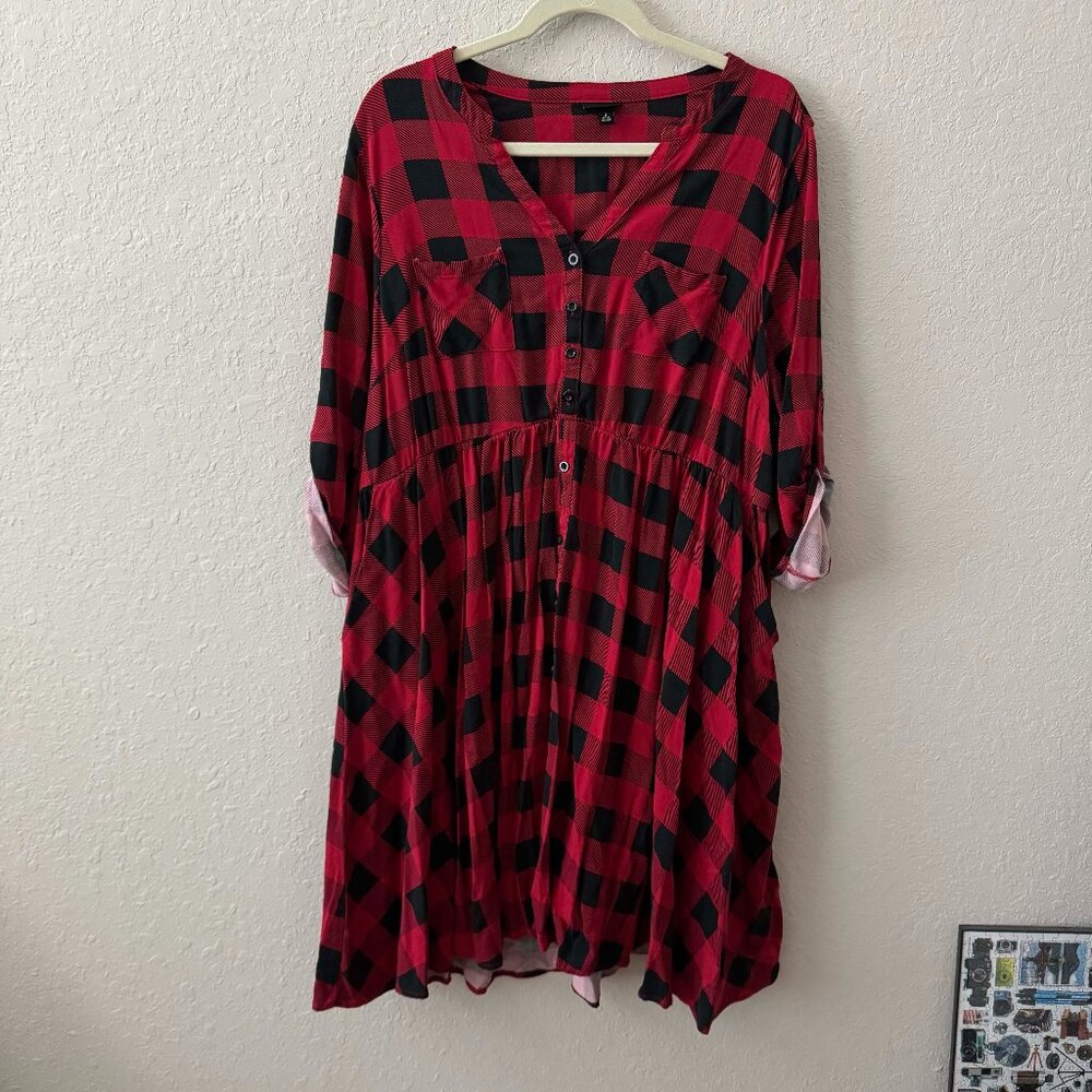 Red and Black buffalo check dress